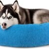 Dog & Cat Bed for Indoor Cats, 20in Calming Donut Bed for Puppy and Kitten, Washable Round Fluffy Pet Bed for Small Medium Dogs and Cats (Light Grey)