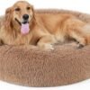 Dog Bed, Cat Calming Bed, Faux Fur Pillow Pet Donut Cuddler Round Plush Bed for Large Medium Small Dogs and Cats