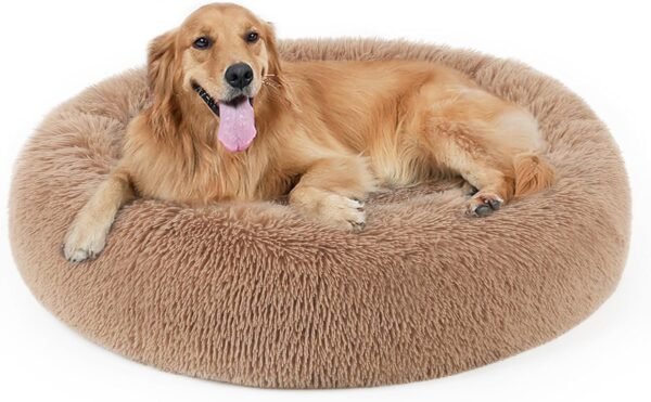 Dog Bed, Cat Calming Bed, Faux Fur Pillow Pet Donut Cuddler Round Plush Bed for Large Medium Small Dogs and Cats