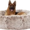 Calming Donut Dog Bed, 36 Inches Round Fluffy for Large Dogs, Anti-Anxiety Plush, Machine Washable