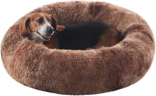 36 inches Donut Dog Bed for Large Dogs - Calming Fluffy Round Pet Bed with Removable & Washable Cover,Fits up to 80 lbs Pets