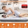 Deluxe Washable Dog Bed for Large Dogs Dog Crate Mat 35 Inch Comfy Fluffy Kennel Pad Anti-Slip for Dogs Up to 60 lbs, 35" x 23", Grey