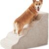 Dog Stairs for Small Dogs & Cats 15.7" H, High Density Foam Dog Steps Ramp for Couch Sofa and Chair, Pet Stairs with Non-Slip Bottom and Remove Washable Cover