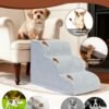 Dog Stairs Ramp for Couch 15.7" H, 3-Step Pet Stairs for Small Dogs with High Density Foam, Dog Slope Stairs with Durable Non-Slip Bottom for Puppy