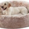 36 inches Donut Dog Bed for Large Dogs - Calming Fluffy Round Pet Bed with Removable & Washable Cover,Fits up to 80 lbs Pets