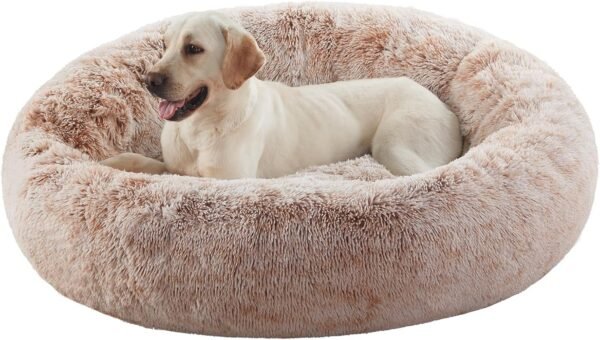 36 inches Donut Dog Bed for Large Dogs - Calming Fluffy Round Pet Bed with Removable & Washable Cover,Fits up to 80 lbs Pets