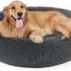 Dog Bed, Cat Calming Bed, Faux Fur Pillow Pet Donut Cuddler Round Plush Bed for Large Medium Small Dogs and Cats