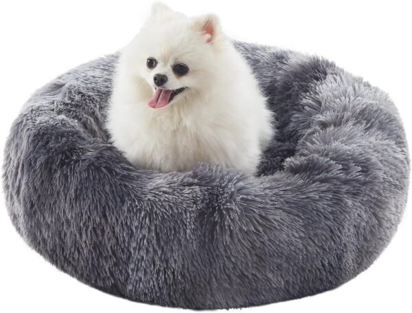 36 inches Donut Dog Bed for Large Dogs - Calming Fluffy Round Pet Bed with Removable & Washable Cover,Fits up to 80 lbs Pets
