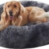 36 inches Donut Dog Bed for Large Dogs - Calming Fluffy Round Pet Bed with Removable & Washable Cover,Fits up to 80 lbs Pets