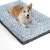 Deluxe Washable Dog Bed for Large Dogs Dog Crate Mat 35 Inch Comfy Fluffy Kennel Pad Anti-Slip for Dogs Up to 60 lbs, 35" x 23", Grey