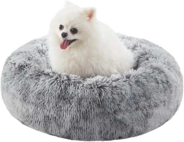 36 inches Donut Dog Bed for Large Dogs - Calming Fluffy Round Pet Bed with Removable & Washable Cover,Fits up to 80 lbs Pets