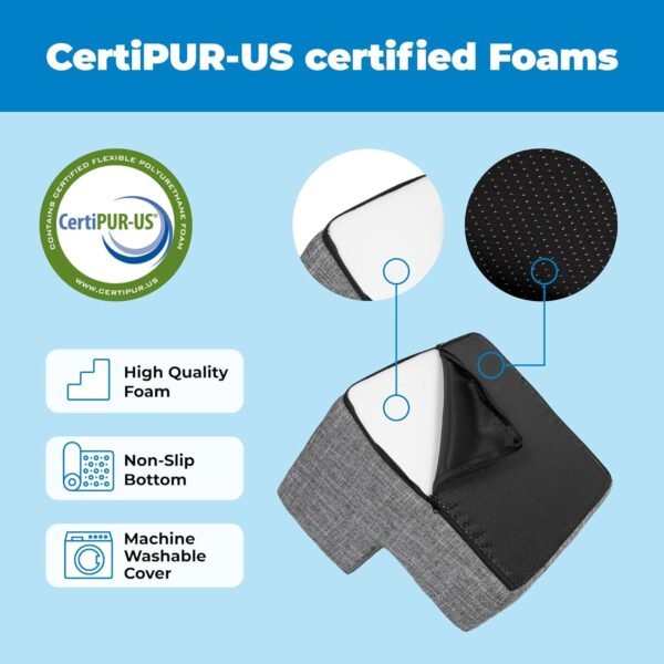 Dog Stairs & Steps - Foam Steps for Small Dogs & Cats, Non-Slip Indoor Balanced Pet Step Support, Dog Ramp, No Assembly, Ash Gray Linen, 2-Step (12-inch Height)