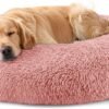 Dog & Cat Bed for Indoor Cats, 20in Calming Donut Bed for Puppy and Kitten, Washable Round Fluffy Pet Bed for Small Medium Dogs and Cats (Light Grey)