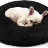 Dog & Cat Bed for Indoor Cats, 20in Calming Donut Bed for Puppy and Kitten, Washable Round Fluffy Pet Bed for Small Medium Dogs and Cats (Light Grey)