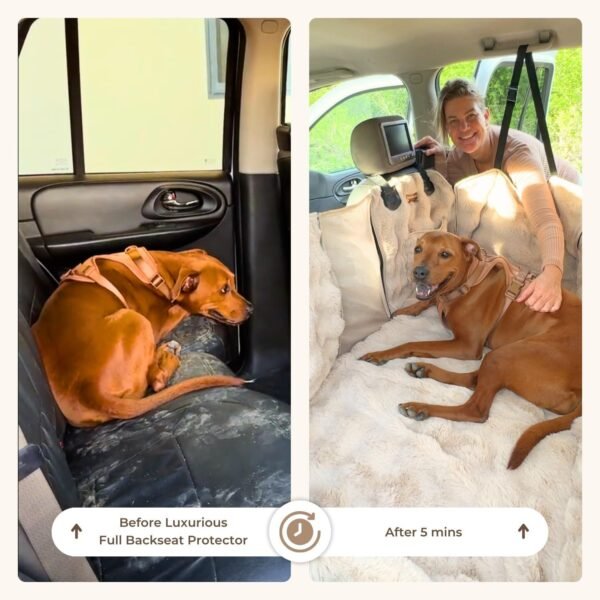 Luxurious Full Backseat Protector for Dogs with Calming Blanket - Waterproof Pet Hammock Machine Washable