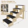 5-Step Wooden Dog Steps for Bed, Anti-Slip Dog Stairs with Carpet Pads, 23.6 Inches Pet Ramp for Dogs to Get on Bed, Pet Stairs for Old & Senior Dogs/Cats, Pet Steps Ladder for High Beds/Couch Sofa