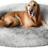 Calming Dog Bed for Extra Large Dogs XL, Anti Anxiety Pet Beds with Supportive Foam, Removable Washable Oval Pets Couch, Fluffy Cuddle Bolster Couch