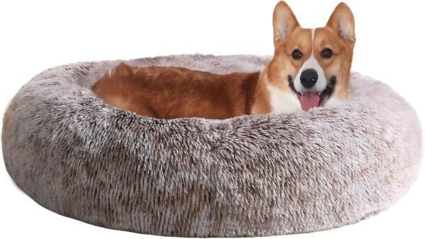 Dog & Cat Bed, Calming Anti-Anxiety Pet Bed for Small Dogs, Fluffy Donut Cushion for Small and Medium Pets