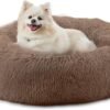 Calming Dog Bed, Plush Anti-Anxiety Donut Dog Bed for Small Medium Large Dogs, Warming Cozy Soft Cute Round Washable, Marshmallow Cuddler Nest Pet Bed