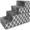 Foldable Foam Pet Steps for Small Dogs and Cats, Portable Ramp Stairs for Couch, Sofa, and High Bed Climbing, Non-Slip Balanced Step Support, Paw Safe - Gray Lattice, 4-Step (H: 22")