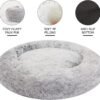 Calming Donut Dog Bed, 36 Inches Round Fluffy for Large Dogs, Anti-Anxiety Plush, Machine Washable