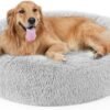 Dog Bed, Cat Calming Bed, Faux Fur Pillow Pet Donut Cuddler Round Plush Bed for Large Medium Small Dogs and Cats