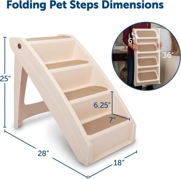 CozyUp Folding Dog Stairs, Portable Indoor/Outdoor Pet Steps for Bed, Couch & Car