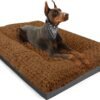 Deluxe Washable Dog Bed for Large Dogs Dog Crate Mat 35 Inch Comfy Fluffy Kennel Pad Anti-Slip for Dogs Up to 60 lbs, 35" x 23", Grey