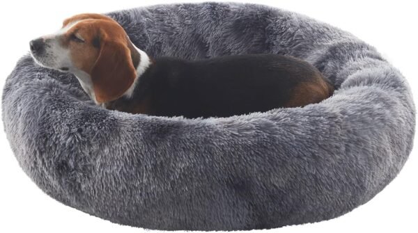36 inches Donut Dog Bed for Large Dogs - Calming Fluffy Round Pet Bed with Removable & Washable Cover,Fits up to 80 lbs Pets