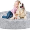 Dog Bed, Cat Calming Bed, Faux Fur Pillow Pet Donut Cuddler Round Plush Bed for Large Medium Small Dogs and Cats