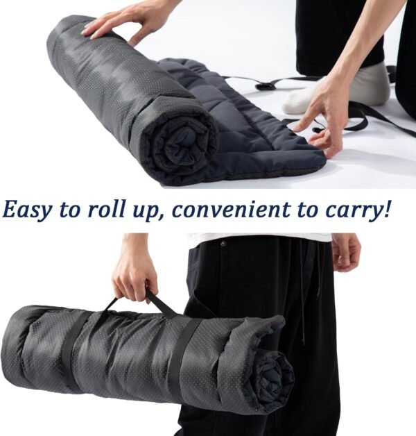 Travel Dog Bed, Portable Waterproof Anti-Slip Dog Camping Bed Mat with Carry Handles for cat or Other pet, Machine Washable, 36 * 23” Dark Blue