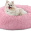Calming Dog Bed, Plush Anti-Anxiety Donut Dog Bed for Small Medium Large Dogs, Warming Cozy Soft Cute Round Washable, Marshmallow Cuddler Nest Pet Bed