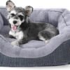 Medium Dog Beds for Medium Dogs Washable, Rectangle Dog Bed Medium Size Dog, Orthopedic Dog Bed, Warming Soft Calming Sleeping Puppy Bed Durable Pet Bed with Anti-Slip Bottom