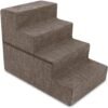 Dog Stairs & Steps - Foam Steps for Small Dogs & Cats, Non-Slip Indoor Balanced Pet Step Support, Dog Ramp, No Assembly, Ash Gray Linen, 2-Step (12-inch Height)