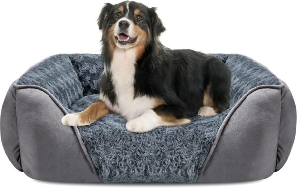 Large Dog Bed for Large Medium Small Dogs, Rectangle Washable Orthopedic Dog Bed, Soft Calming Sleeping Puppy Bed Durable Pet Cuddler with Anti-Slip Bottom