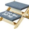 Wood Pet Stairs/Pet Steps, 2-in-1 Foldable Wooden Dog Stair for Beds, Sofa and Cars, Dog Stairs & Ramp with 4 Steps for Small Medium Large Pet, up to 150 lbs