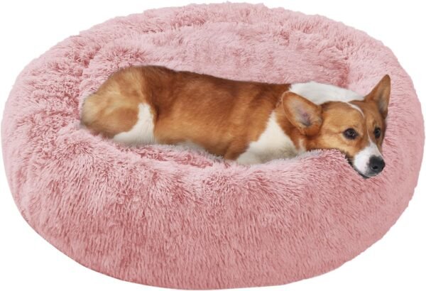 Dog & Cat Bed, Calming Anti-Anxiety Pet Bed for Small Dogs, Fluffy Donut Cushion for Small and Medium Pets
