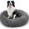 Dog Bed, Cat Calming Bed, Faux Fur Pillow Pet Donut Cuddler Round Plush Bed for Large Medium Small Dogs and Cats