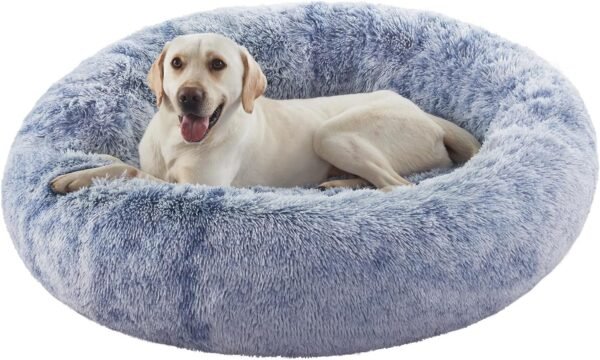 36 inches Donut Dog Bed for Large Dogs - Calming Fluffy Round Pet Bed with Removable & Washable Cover,Fits up to 80 lbs Pets