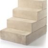 Foam 13 Inch 2-Step Step Pet Stairs / Pet Ramp for Cats and Dogs, Beige