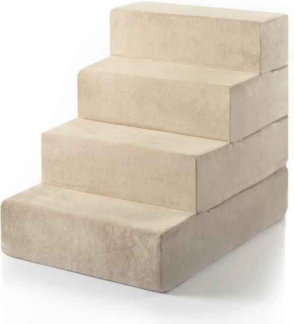 Foam 13 Inch 2-Step Step Pet Stairs / Pet Ramp for Cats and Dogs, Beige