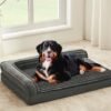 Orthopedic Dog Beds for Large Dogs, XLarge Waterproof Dog Bed with L Bolster Sides, Washable Big Pet Bed with Removable Cover & Non-Slip Bottom, 40 x 28 inch, Gray