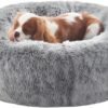 36 inches Donut Dog Bed for Large Dogs - Calming Fluffy Round Pet Bed with Removable & Washable Cover,Fits up to 80 lbs Pets