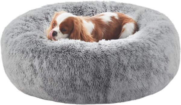 36 inches Donut Dog Bed for Large Dogs - Calming Fluffy Round Pet Bed with Removable & Washable Cover,Fits up to 80 lbs Pets