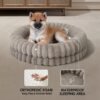Luxury Donut Dog Bed, 30 Inches Round Dog Bed Medium Size Dogs Washable, Orthopedic Calming Dogs Bed for Pets with Anti-Slip Bottom, Oatmeal