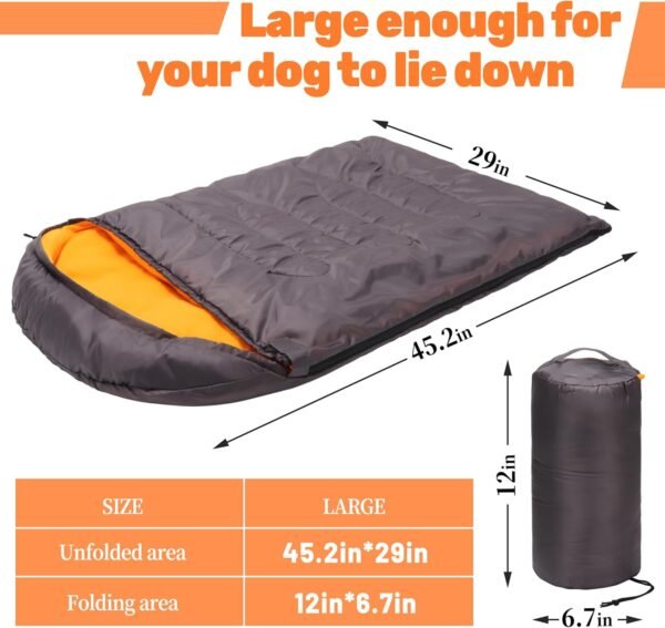 Dog Sleeping Bag with Storage Bag Waterproof Warm Packable Dog Bed for Travel Camping Hiking Backpacking (Grey+Orange)