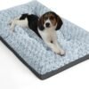 Deluxe Washable Dog Bed for Large Dogs Dog Crate Mat 35 Inch Comfy Fluffy Kennel Pad Anti-Slip for Dogs Up to 60 lbs, 35" x 23", Grey