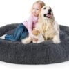Dog Bed, Cat Calming Bed, Faux Fur Pillow Pet Donut Cuddler Round Plush Bed for Large Medium Small Dogs and Cats