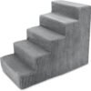 Dog Stairs & Steps - Foam Steps for Small Dogs & Cats, Non-Slip Indoor Balanced Pet Step Support, Dog Ramp, No Assembly, Ash Gray Linen, 2-Step (12-inch Height)