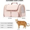 Cat Carrier, 4 Mesh Windows Small Dog Carrier, 4 Storage Pockets Cat Travel Bag, Under 15 lb Airline Approved Pet Carrier, Rollable Cover for Nervous Cats, Pink